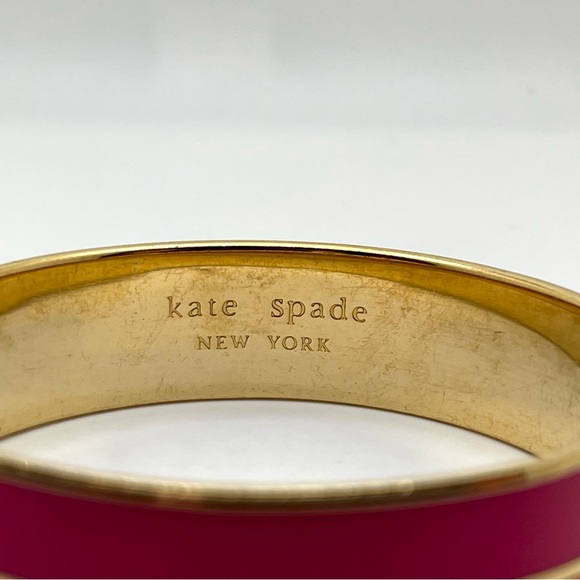 Kate Spade “Take a Chance” Pink Orange Striped Bangle Bracelet - Picture 6 of 6